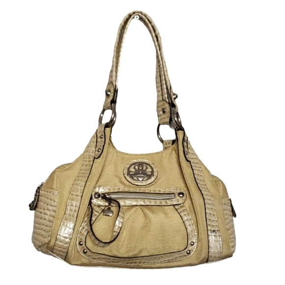 Kathy Van Zeeland Handbags - Kathy Van Zeeland Taupe Creamy Shoulder Bag Purse Crown Charm Satchel
